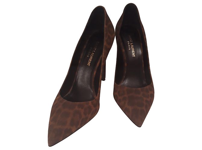 Escarpins Saint Laurent Imprimé Léopard Daim 38