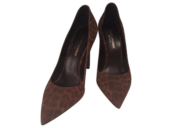 Saint Laurent Heels Leopard print Deerskin  ref.241008