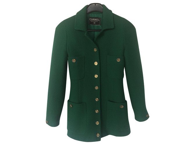Chanel Jaqueta Verde Lã  ref.241016