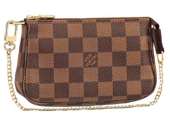 Louis Vuitton Mini Pochette accessoires Damier Ebene Brown Leather  ref.241051