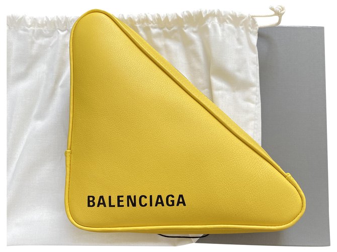 Balenciaga Triangle clutch pouch Yellow Leather  ref.241052