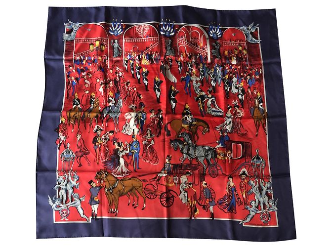 Carré Hermès "serata all'opera" Rosso Blu navy