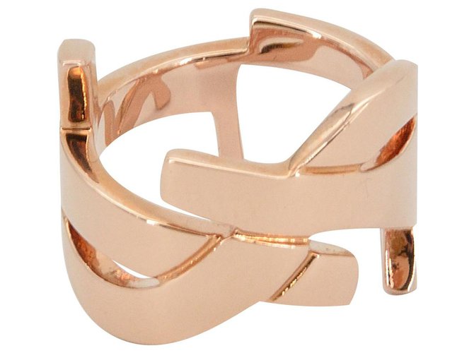 Saint Laurent ring monogram pink gold Golden Steel  ref.241079