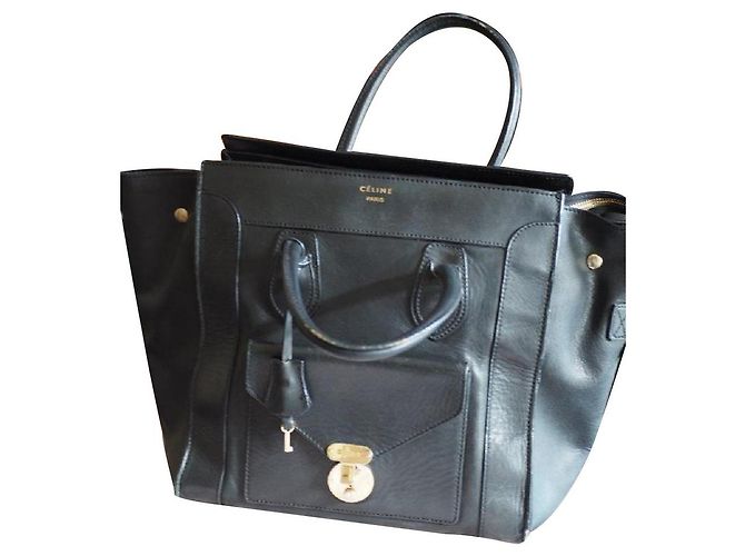 Borsa a mano Céline Mini Luggage in pelle nera Nero
