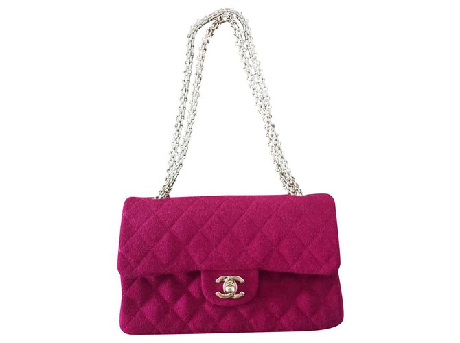 Vintage Medium Chanel Timeless klassisch gefütterte Pattentasche Pink Tuch  ref.241158