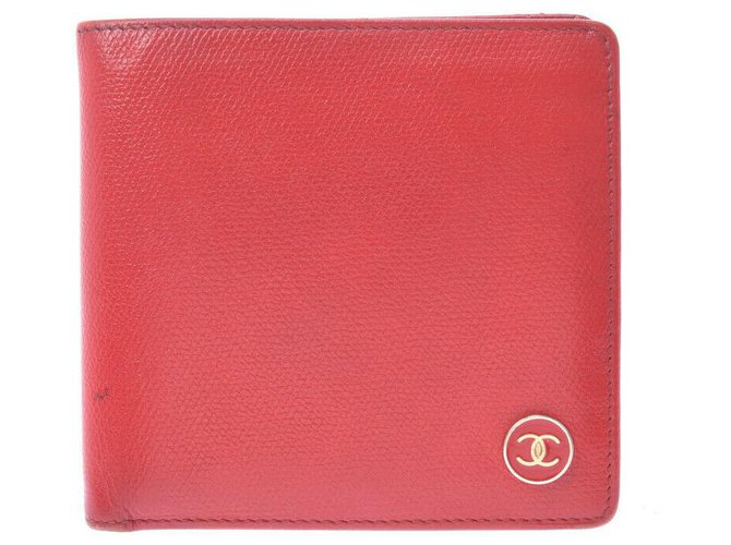 Portefeuille Chanel Cuir Rouge  ref.241166