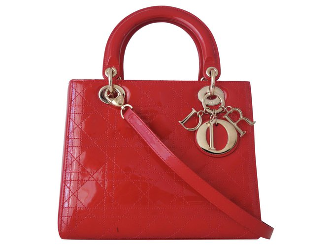 RED LADY DIOR BAG Patent leather  ref.241181
