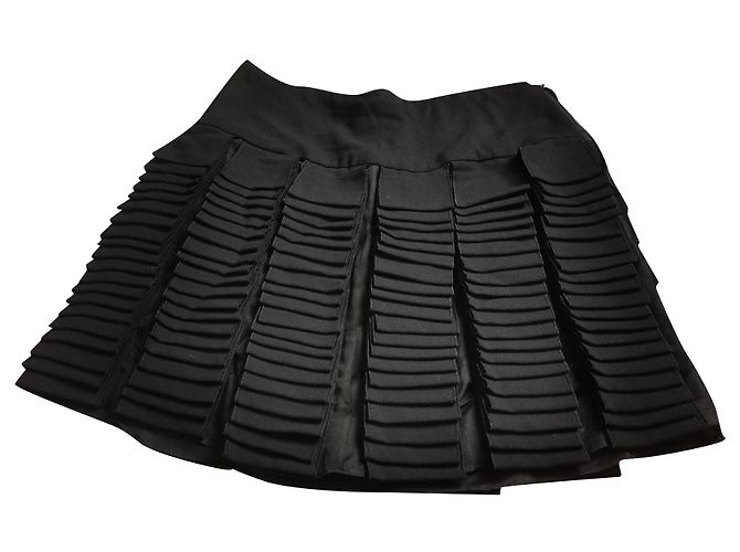 Chanel Mini Skirt Black Silk
