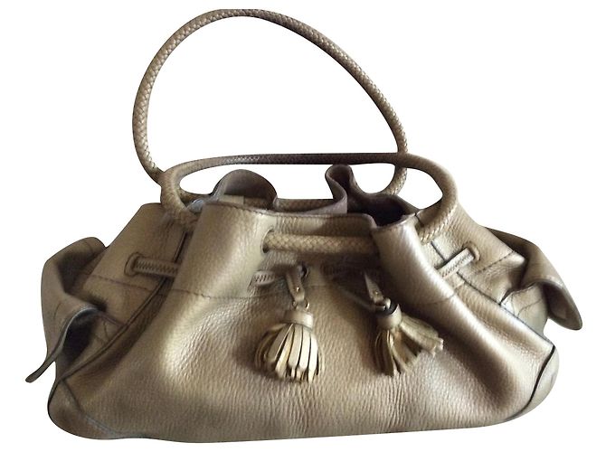 Bolsa Cole Haan de couro granulado cáqui ouro Caqui