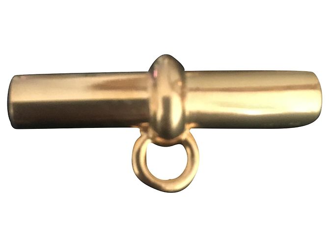 Hermès Knopf Brosche Goldfarben Metall Golden