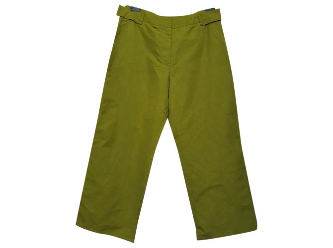 Jil Sander Un pantalon, leggings Soie Coton Vert  ref.241259