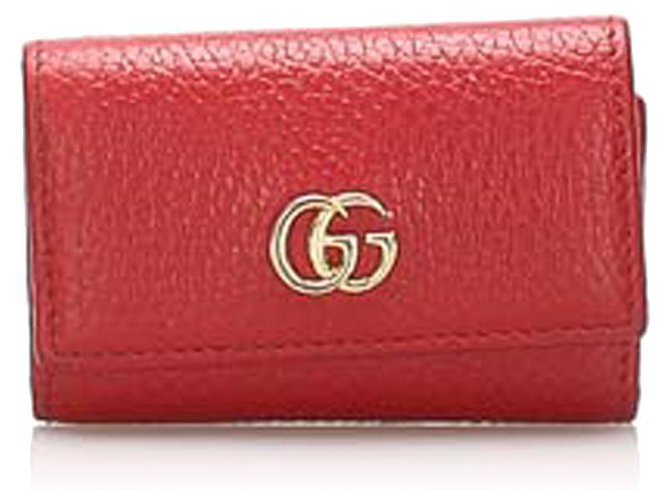 Porta-chaves de couro Gucci Red GG Marmont Vermelho Bezerro-como bezerro  ref.241325