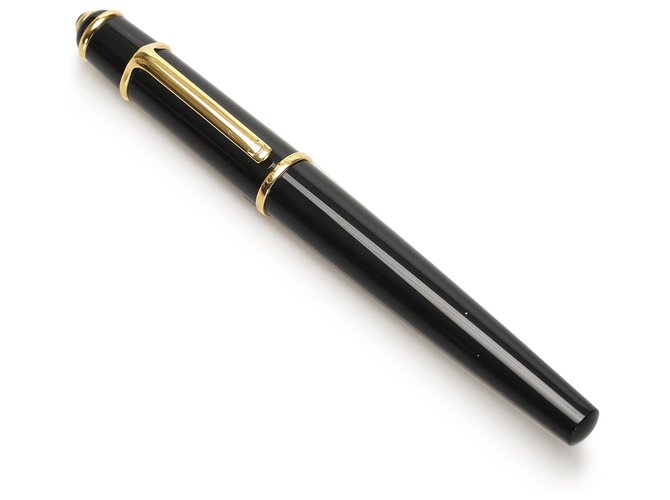Cartier Black Diabolo de Cartier Fountain Pen Golden Metal Plastic  ref.241348