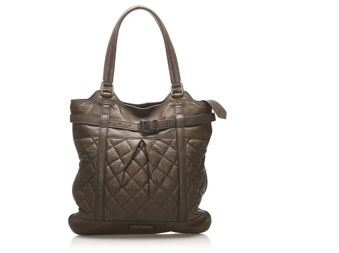 Burberry Brown Quilted Lambskin Leather Tote Bag Braun Leder  ref.241349