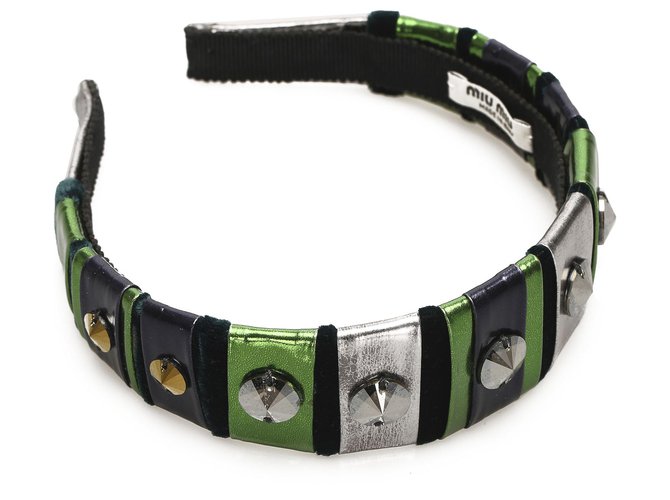 Miu Miu Green Studded Headband Multiple colors Metal  ref.241353