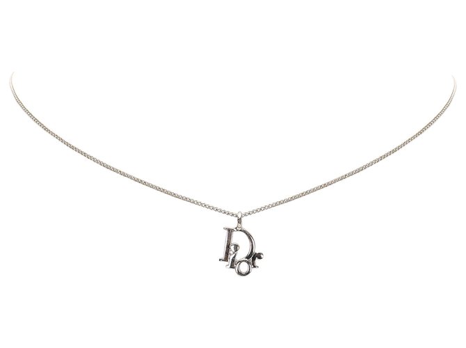 Collar con colgante de plata Dior Logo Dior Metal  ref.241377