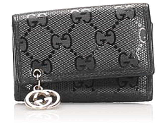 Gucci Black Guccissima Key Holder Leather Metal Pony-style calfskin  ref.241429