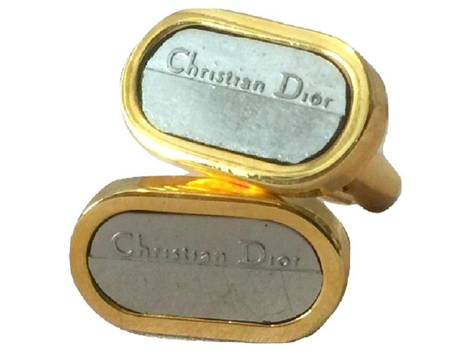 CHRISTIAN DIOR cufflinks Silver hardware Gold hardware Metal  ref.241450