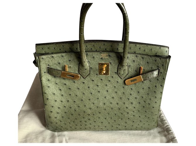 Hermès Birkin Ostrich Olive green Exotic leather ref.241464 - Joli Closet