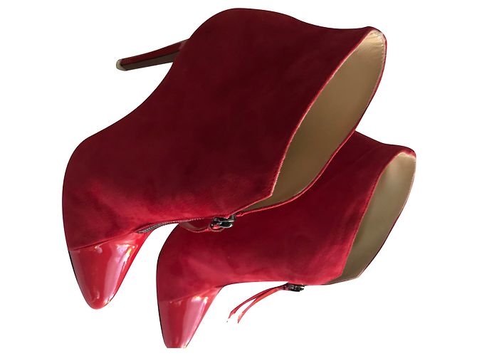 Autre Marque Botines de tacón de cuero rojo MAMBRINI Milano Roja