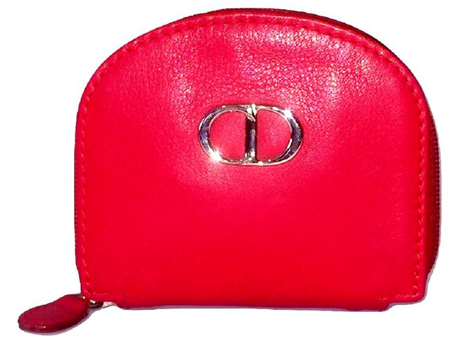 CHRISTIAN DIOR leather wallet Red  ref.241472