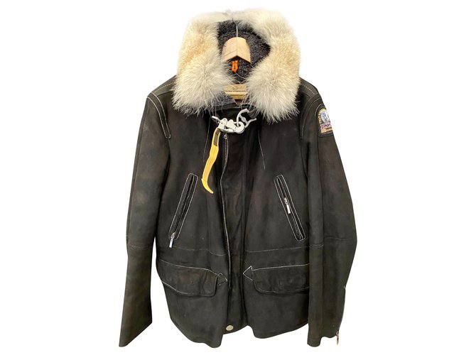 Parajumpers VESTE SHEARLING AVEC FOURRURE RENARD Cuir d'agneau Noir  ref.241484