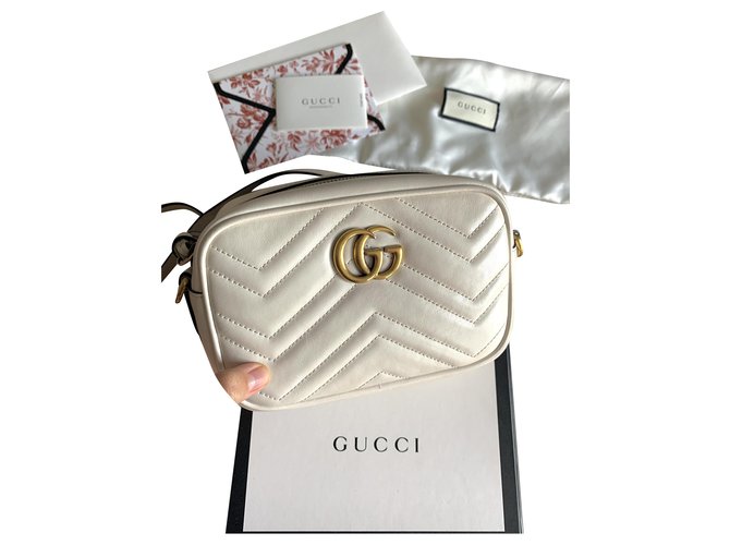 Gucci GG Marmont matelassé mini bag Cream Leather  ref.241489