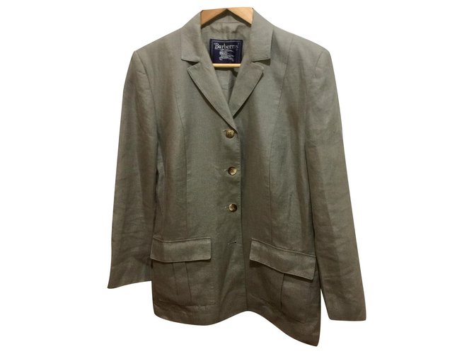 Vintage Burberry linen blazer Grey  ref.241528