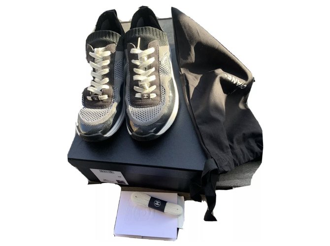 Chanel sneakers Toile Noir  ref.241563