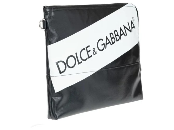 DOLCE & GABBANA MAN POCHETTE Black White Cloth  ref.241604