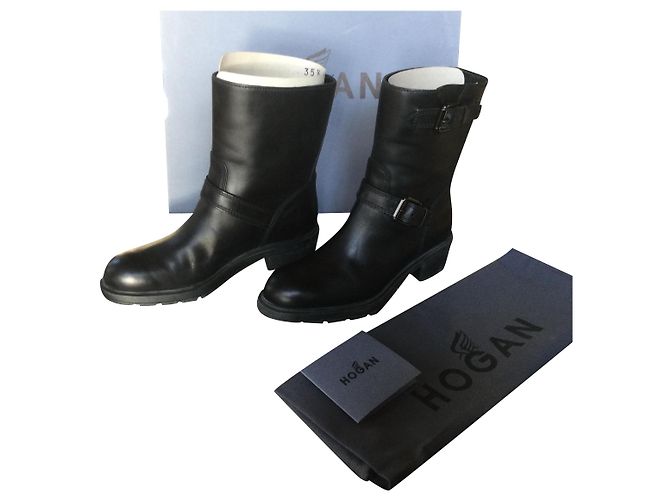 Botines Hogan de piel negra Negro