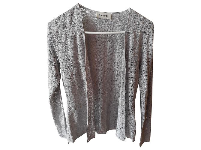 Caroll Strickjacke aus Viskose und Strass dunkelgrau Anthrazitgrau