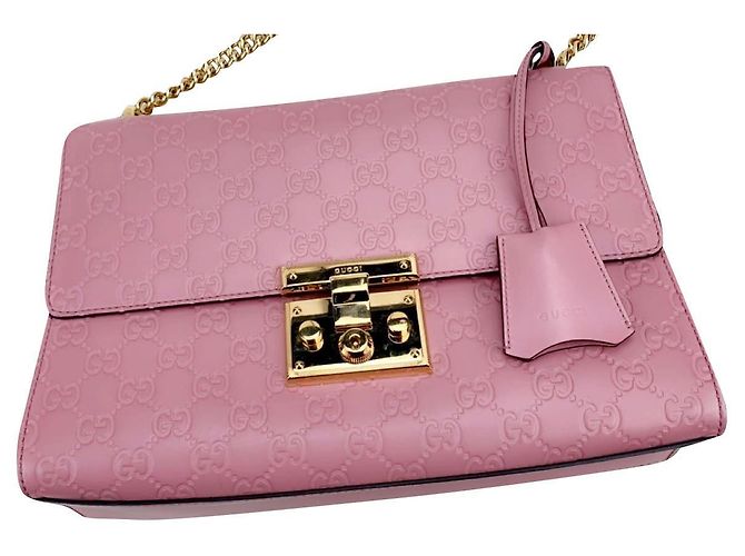 Bolsa de mão Gucci Padlock em couro rosa
