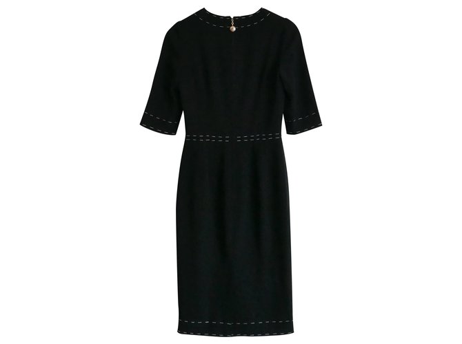 Dolce & Gabbana Stitch Trim Dress Black Viscose  ref.241911