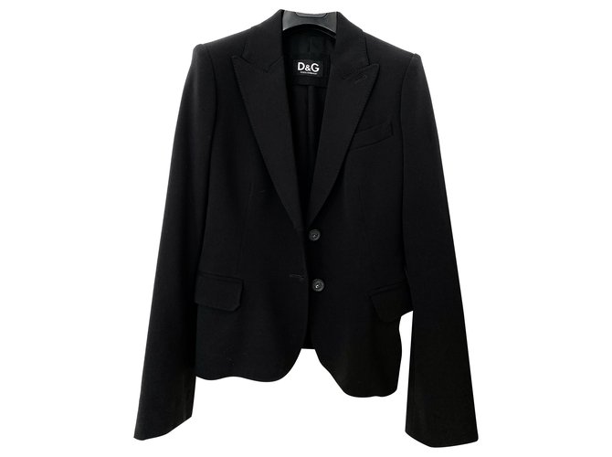 Dolce & Gabbana Jackets Black Polyester Wool Elastane  ref.241925