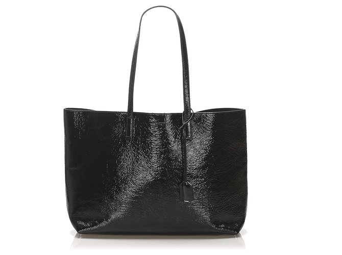 YVES Saint Laurent Black Leather East West Shopping Tote Bag