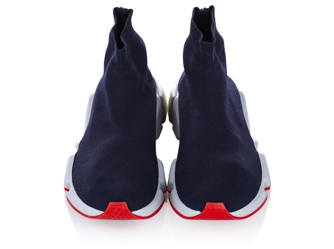 Balenciaga Blue Speed Trainer Sneaker Navy blue Plastic Cloth  ref.242094