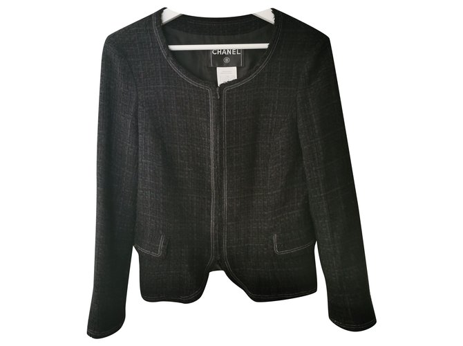 Chanel Jacket Tweed Noir  ref.242097