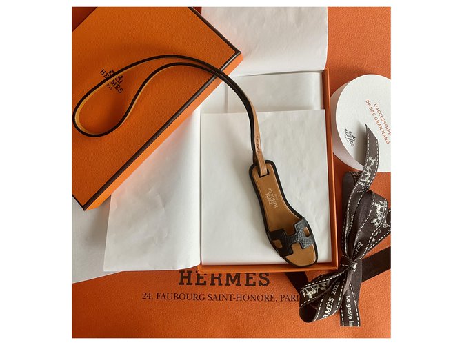 Hermès Oran Nano Noir Schwarz Leder  ref.242142
