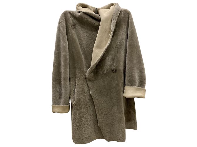 Autre Marque Abrigo reversible de piel gris