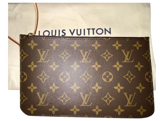 Louis Vuitton Pochette monogramme Neverfull GM Cuir Coton Marron  ref.242207