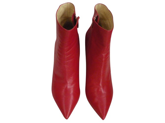 Sergio Rossi Ankle Boots Red Leather  ref.242227