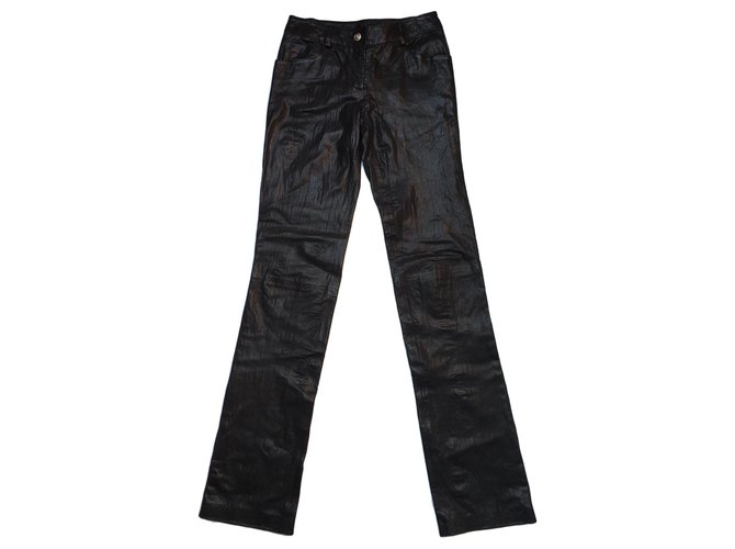 Chanel Pants, leggings Black Leather  ref.242242