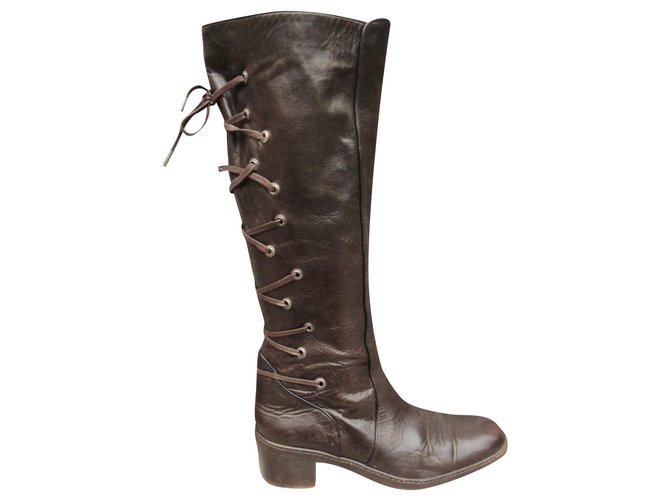 Dries Van Noten Droes Van Noten p boots 38 Dark brown Leather  ref.242268