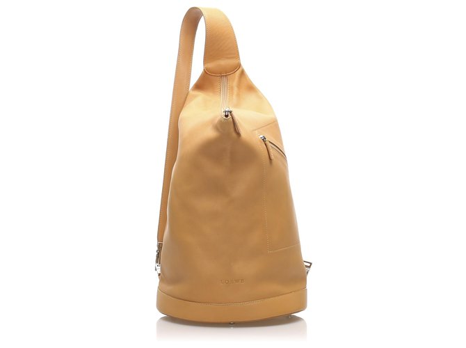 Loewe Orange Anton Leather Backpack Pony-style calfskin  ref.242329