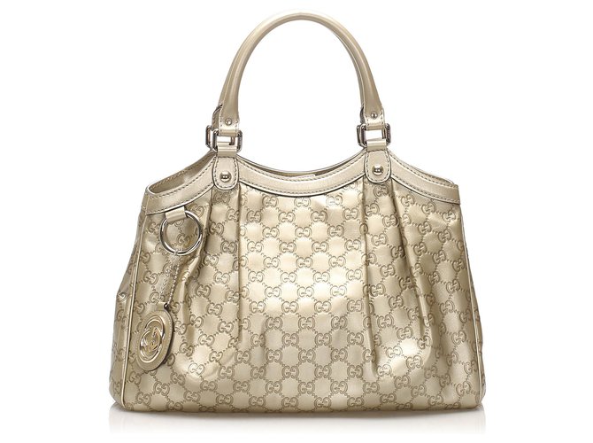Gucci Gold Guccissima Sukey Leather Tote Bag Golden Pony-style calfskin  ref.242341