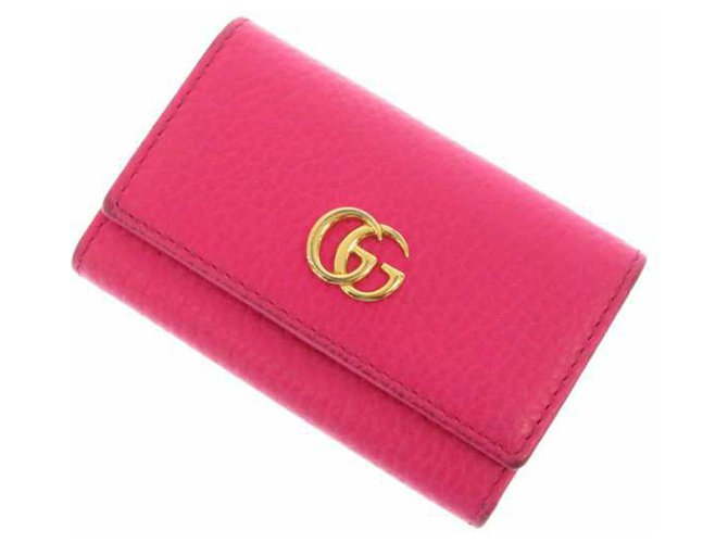 Porta-chaves de couro Gucci rosa GG Marmont Bezerro-como bezerro  ref.242346