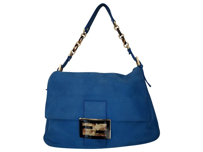 Fendi Handtaschen Blau Leder  ref.242371