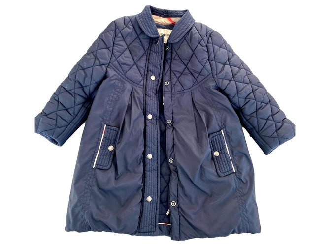 Burberry Girl Coats outerwear Navy blue Polyester  ref.242399