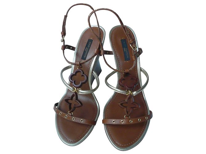 LOUIS VUITTON Sandales compensées Caramel T37,5 IT Marrone